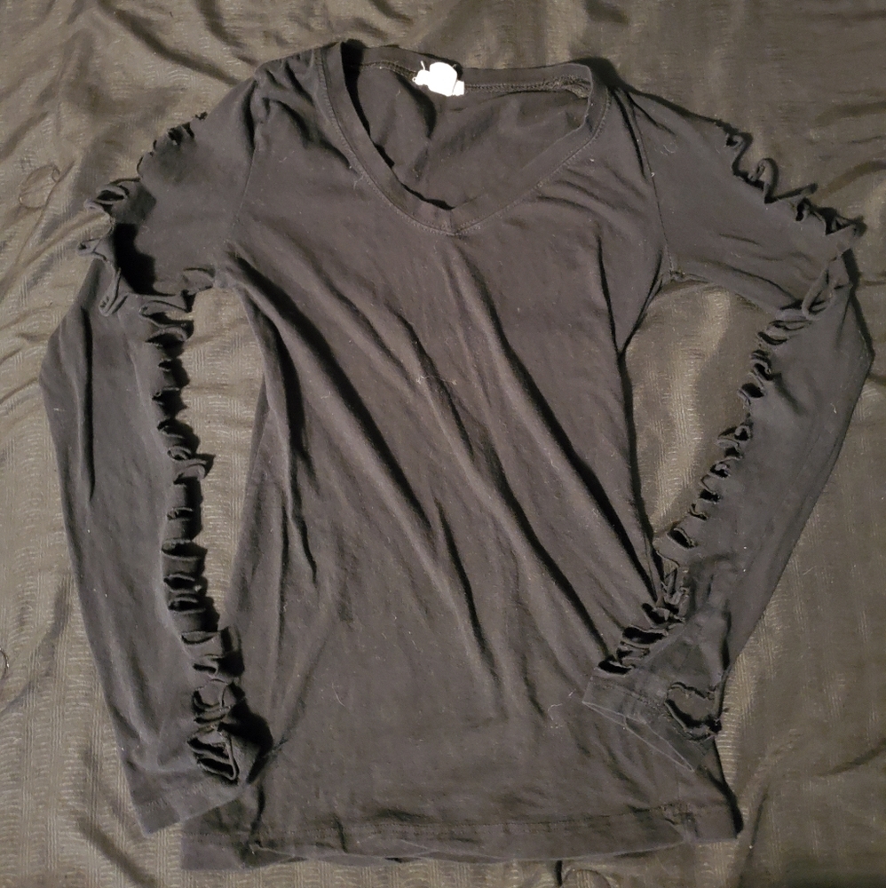 Black Long Sleeve with Cuts in Sleeve
